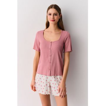 Pijama striata cu maneci scurte