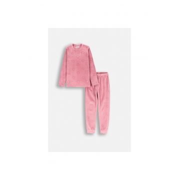 Pijamale copii  set 2 piese - stele imprimate - roz - poliester