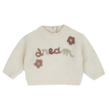 Pulover copii Chicco tricotat, bej cu model, 00418-69MFCO