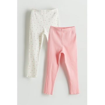 Set de pantaloni de pijama - 2 perechi - Alb fildes/Roz