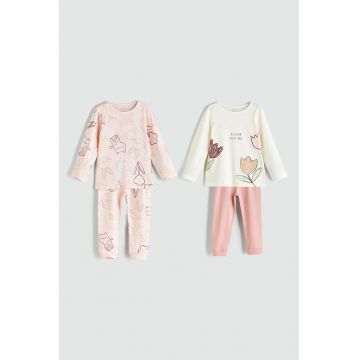 Set de pijamale lungi cu imprimeu - 4 piese