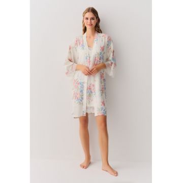 Halat cu model floral si insertii din dantela