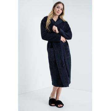 Halat de baie din amestec de bumbac organic cu gluga