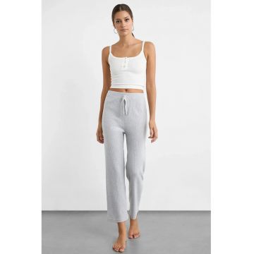 Pantaloni dama -  confortabili - talie elastica - gri - jerseu