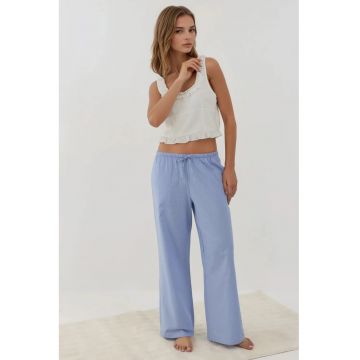 Pantaloni de pijama  largi - poliester - albastru