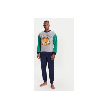 Pijama barbati  3JA44P02K - Poliester - Bleumarin/Gri