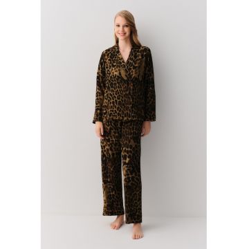 Pijama cu animal print si pantaloni lungi