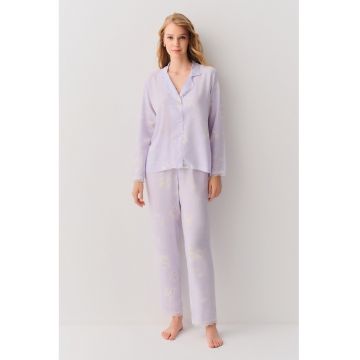 Pijama cu pantaloni lungi si imprimeu floral