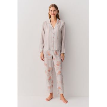 Pijama cu pantaloni lungi si imprimeu floral