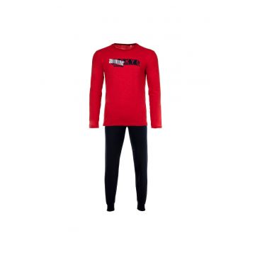 Pijama cu pantaloni lungi si imprimeu text