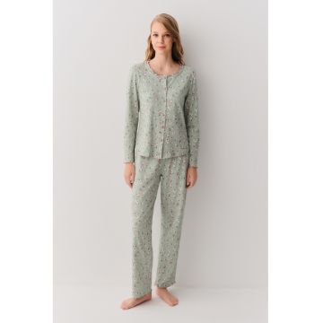 Pijama cu striatii si model floral