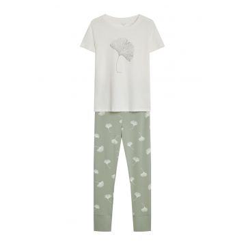 Pijama dama alb-verde Cervia