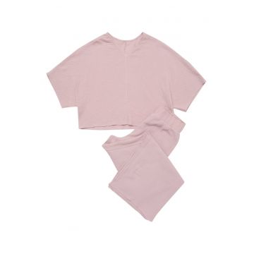Pijama dama  Fave - roz - bumbac - maneci 3/4 - pantaloni lungi