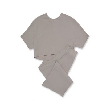 Pijama dama  Fave - verde - bumbac 100% - maneci 3/4 - design elegant - set