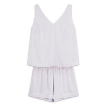 Pijama dama  Ryann - albastru deschis - satin - set cu pantaloni scurti