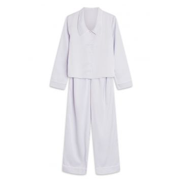 Pijama dama  Ryann - satin - albastru deschis - maneca lunga - pantaloni lungi