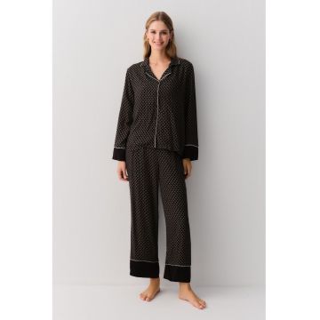 Pijama lunga cu model geometric