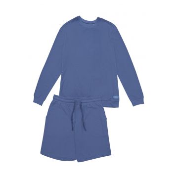 Pijamale barbati -  Bumbac - Albastru deschis - cu pantaloni scurti