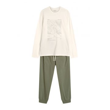 Pijamale barbati  model Local - bumbac - crem si kaki -