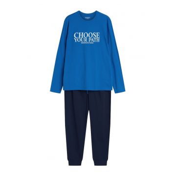 Pijamale confortabile si confortabile pentru barbati - cu un design modern in nuante de albastru si albastru marin - Loop