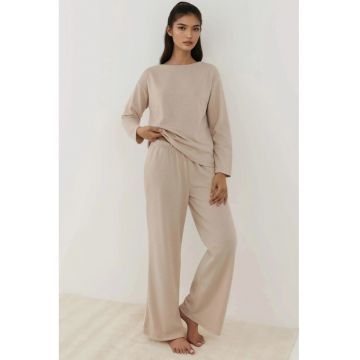 Set pijamale  texturate - jerseu - bej