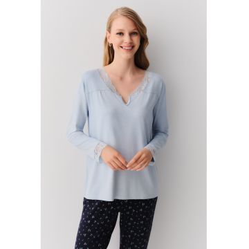 Bluza de pijama cu garnituri de dantela