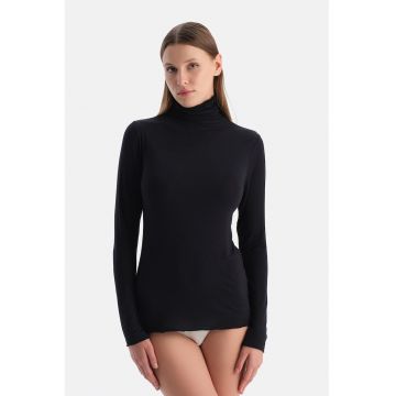 Bluza de pijama din amestec de modal cu guler inalt