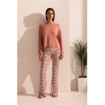 Bluza de pijama din amestec de modal si colanti evazati Aria