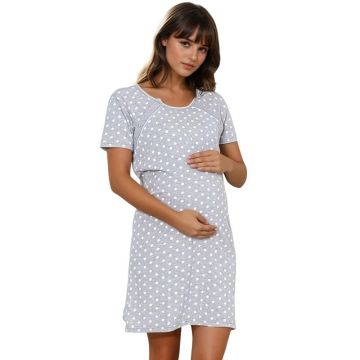 Camasa alaptat, Dot polska, Din bumbac, Cu capse oblice, Masura L, Gri