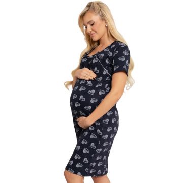 Camasa alaptat, Hearts, Din bumbac, Cu nasturi oblici, Masura XL, Black