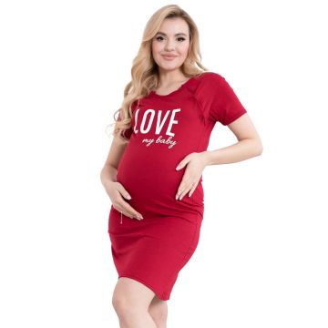 Camasa alaptat, I love my Baby, Din bumbac, Cu capse oblice, Masura L, Bordeaux