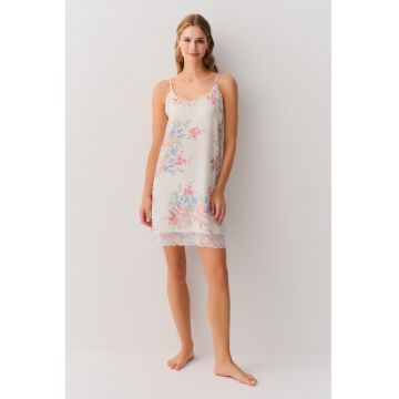 Camasa de noapte cu decolteu in V si model floral