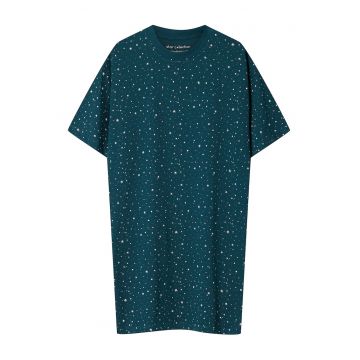 Camasa de noapte dama  verde inchis - bumbac - maneca scurta