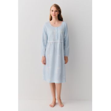 Camasa de noapte din bumbac cu model uni