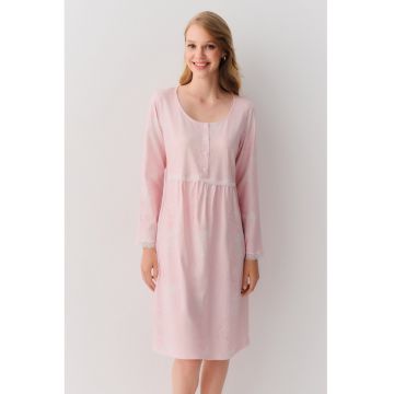 Camasa de noapte din bumbac cu model uni