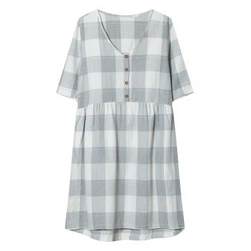 Camasa de noapte -  Farris - carouri - gri - bumbac