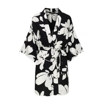 Halat de baie dama -  Viscoza - Alb/Negru