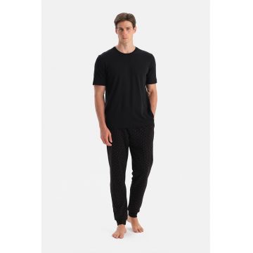Pantaloni de pijama din bumbac cu model geometric