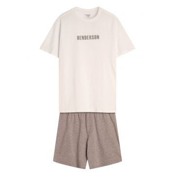 Pijama barbati Snap  Alb-Gri