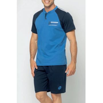 Pijama cu maneci raglan si detalii logo