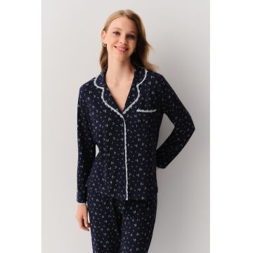 Pijama cu model si pantaloni lungi