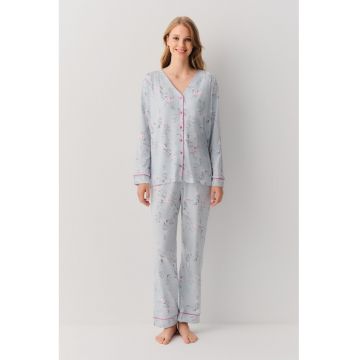 Pijama cu nasturi si imprimeu