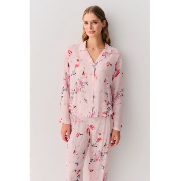 Pijama cu nasturi si imprimeu floral