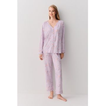 Pijama cu nasturi si imprimeu