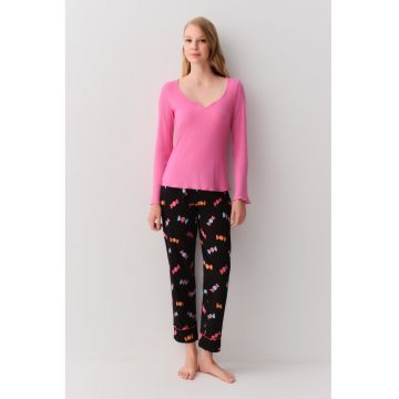 Pijama cu pantaloni cu model in carouri Candy