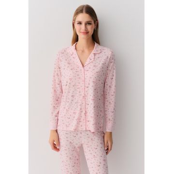 Pijama cu pantaloni lungi si model floral