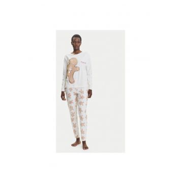 Pijama dama  3DKE3P03K - Bumbac/Elastan - Bej