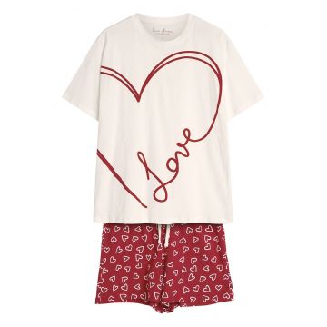 Pijama dama Necesito  alb - rosu