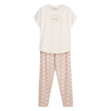 Pijama dama Nubes  bej crem XXL