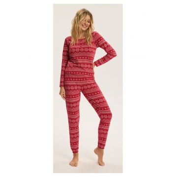 Pijama dama Rosu-Alb Hygge